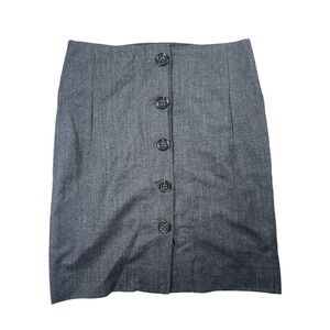 Banana Republic Pencil Skirt Women 6 Gray Stretch Button-Front Modern Minimalist